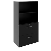 PRO Hängeregisterschrank | 4 OH, 800 x 1510 mm, verleimter Korpus, mit Regal, Schwarz