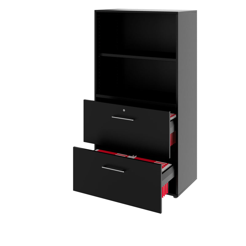 PRO Armadio archivio sospeso | 4 OH, 800 x 1510 mm, corpo incollato, con ripiano, nero  - 4 Main Image