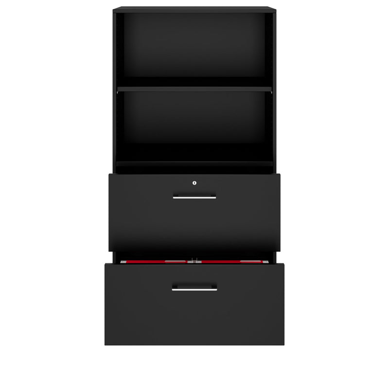 PRO Armadio archivio sospeso | 4 OH, 800 x 1510 mm, corpo incollato, con ripiano, nero  - 3 Main Image