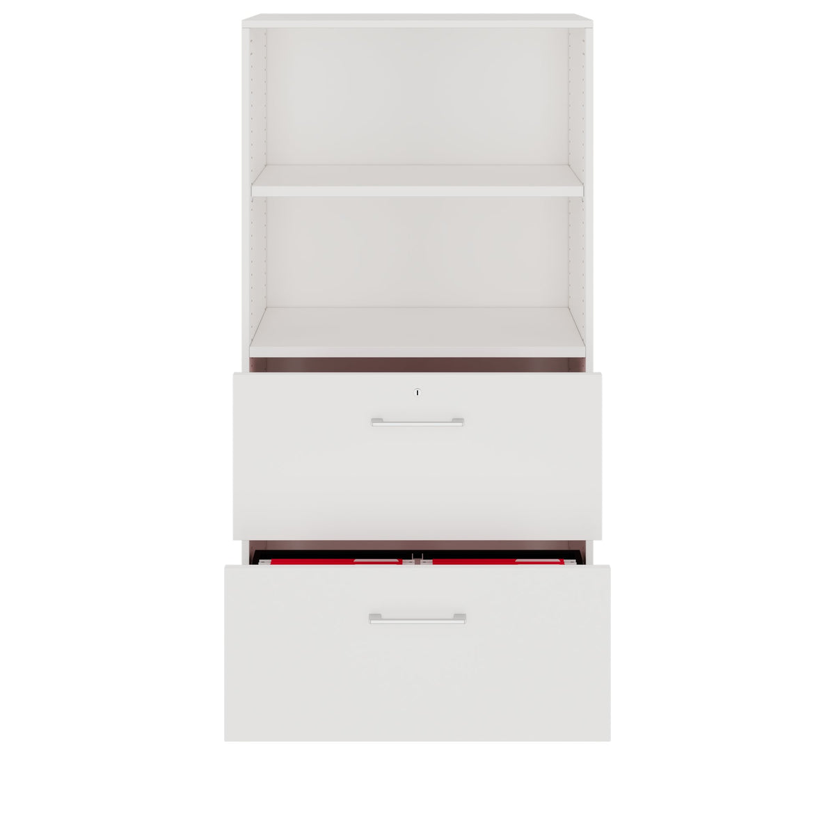 PRO Filing cabinet for hanging files | 4 OH, 800 x 1510 mm, glued корпус, with shelf, white  - 3 Lightbox Main Image