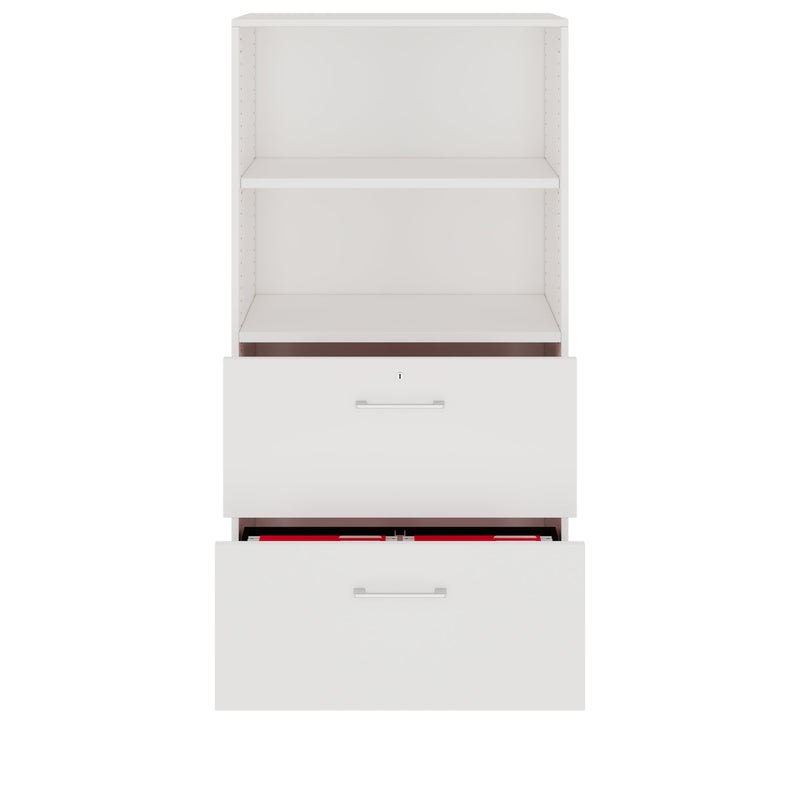 PRO Filing cabinet for hanging files | 4 OH, 800 x 1510 mm, glued корпус, with shelf, white  - 3 Main Image