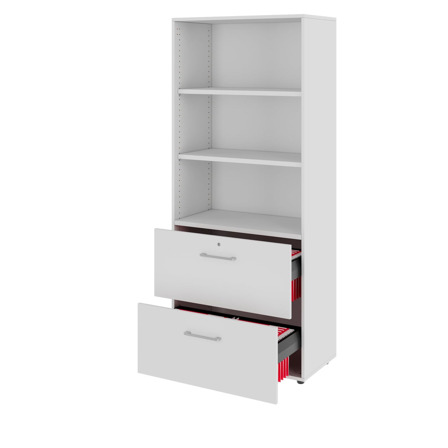 PRO Hängeregisterschrank | 5 OH, 800 x 1880 mm, verleimter Korpus, mit Regal, Grau