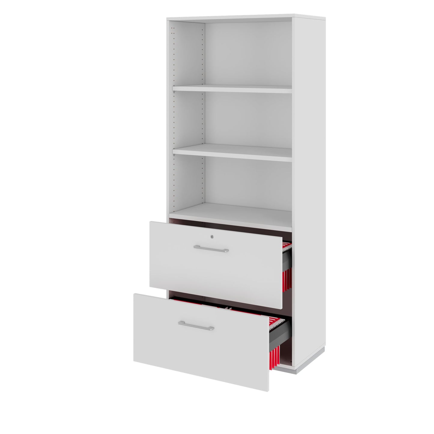 PRO Hängeregisterschrank | 5 OH, 800 x 1880 mm, verleimter Korpus, mit Regal, Grau