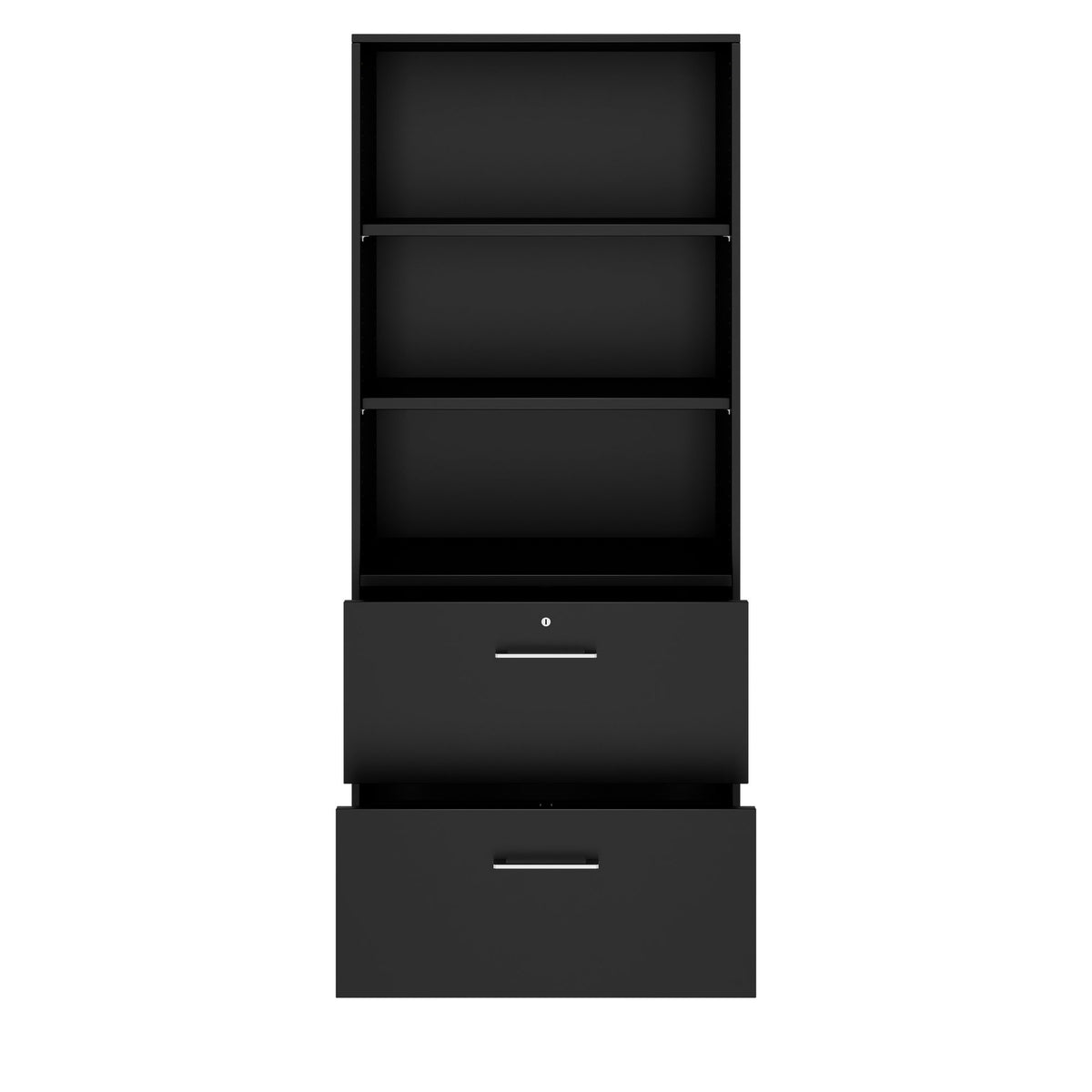 PRO Filing cabinet | 5 OH, 800 x 1880 mm, glued carcass, with shelf, Black  - 3 Lightbox Main Image