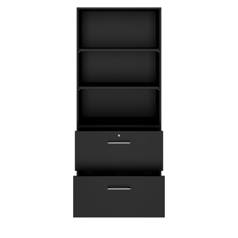 PRO Filing cabinet | 5 OH, 800 x 1880 mm, glued carcass, with shelf, Black  - 3 Main Image