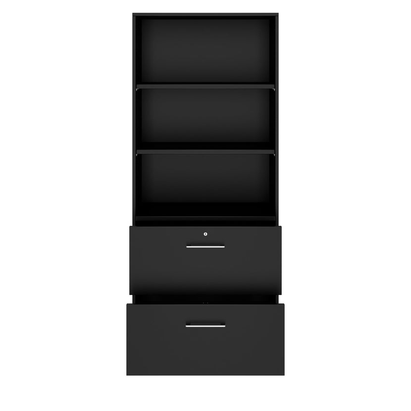 PRO Hängeregisterschrank | 5 OH, 800 x 1880 mm, verleimter Korpus, mit Regal, Schwarz