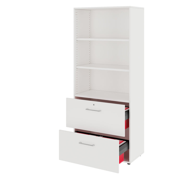PRO Hanging file cabinet | 5 U, 800 x 1880 mm, glued body, with shelf, white - 4 Main Image