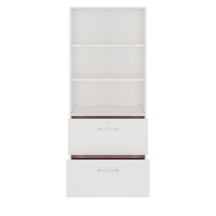 PRO Hängeregisterschrank | 5 OH, 800 x 1880 mm, verleimter Korpus, mit Regal, Weiß