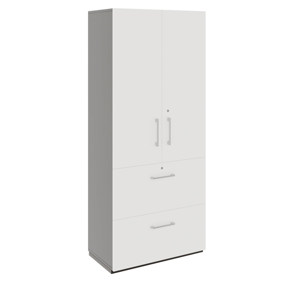 PRO Filing cabinet for suspension files | 5 OH, 800 x 1880 mm, glued корпус, with door, Graphite / White  - 1 Lightbox Main Image