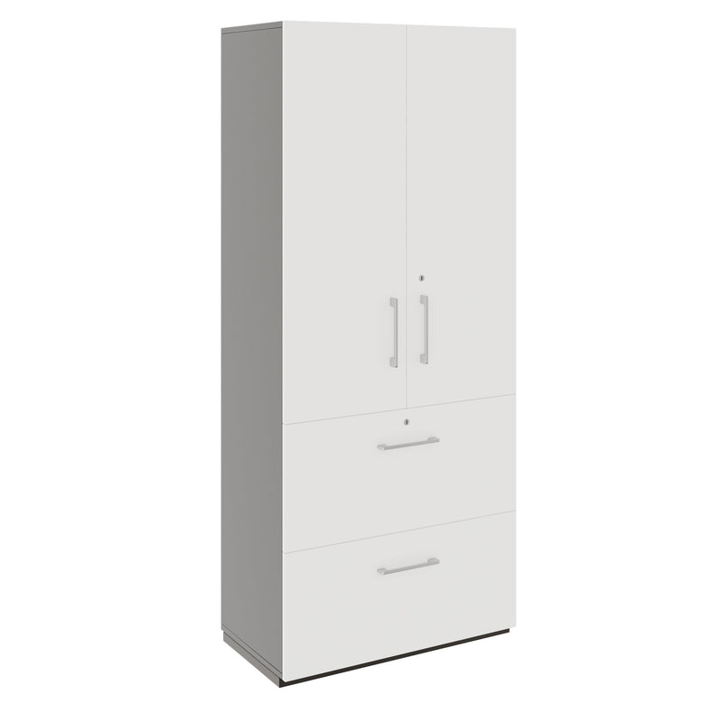 PRO Filing cabinet for suspension files | 5 OH, 800 x 1880 mm, glued корпус, with door, Graphite / White  - 1 Main Image
