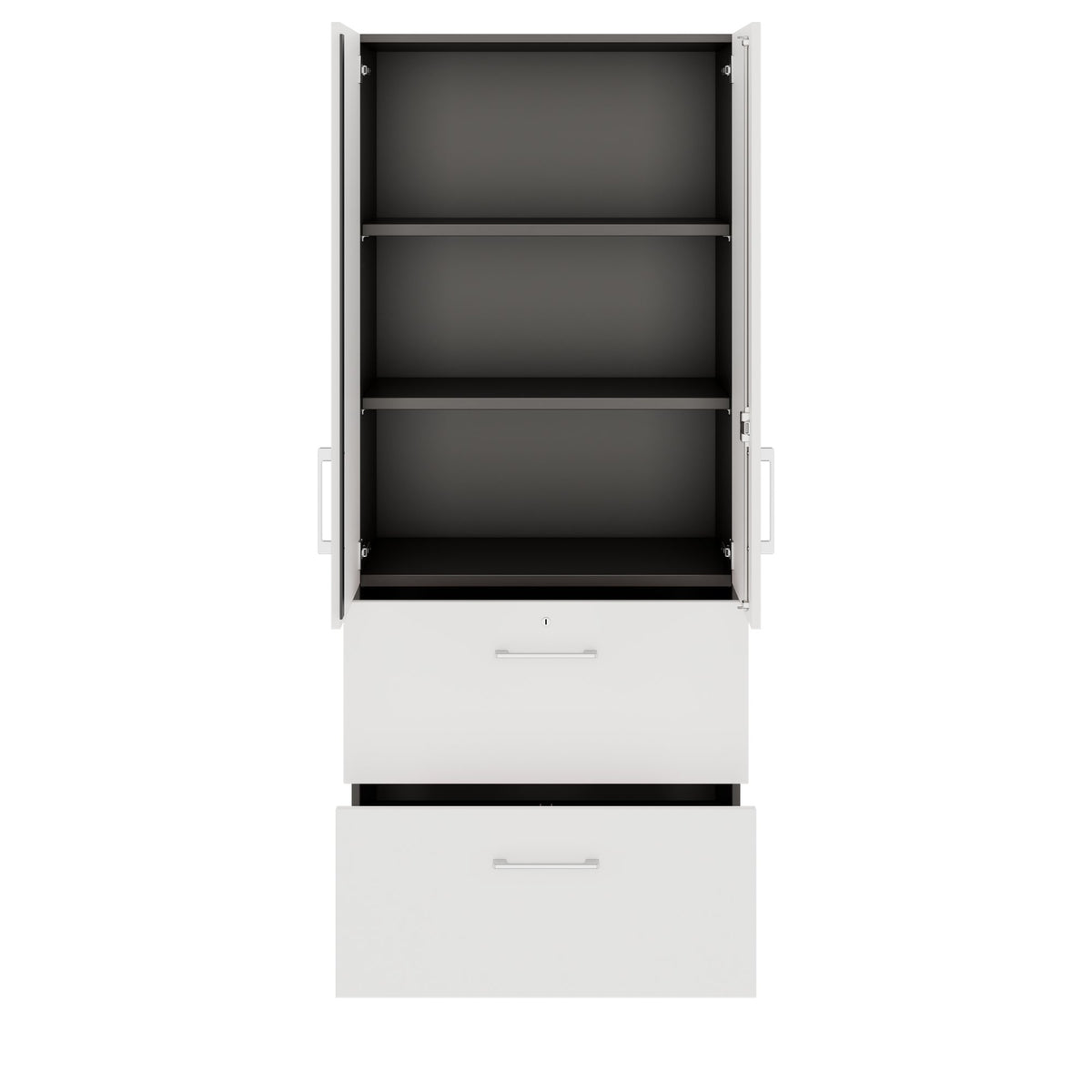 PRO Filing cabinet for suspension files | 5 OH, 800 x 1880 mm, glued корпус, with door, Graphite / White  - 4 Lightbox Main Image