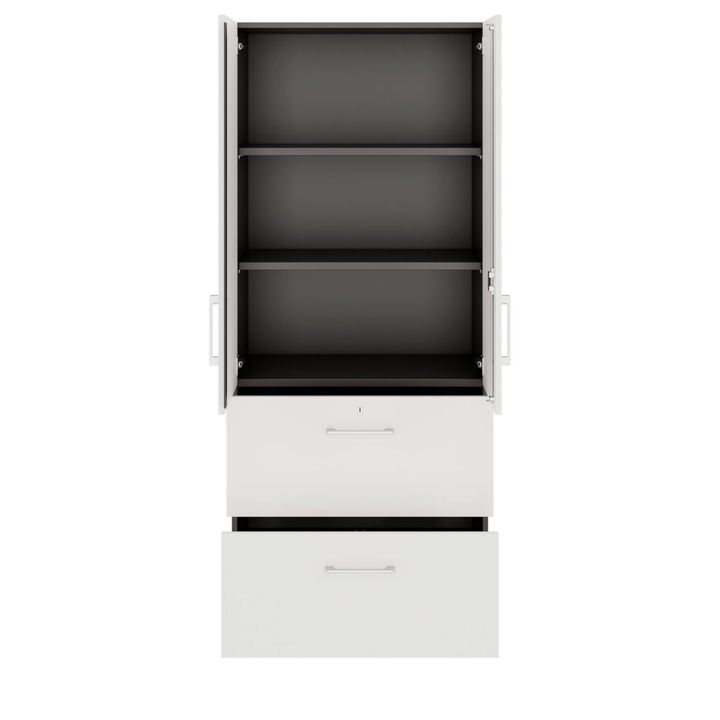 PRO Topping register cabinet | 5 Oh, 800 x 1880 mm, glued corpus, with door, graphite / white
