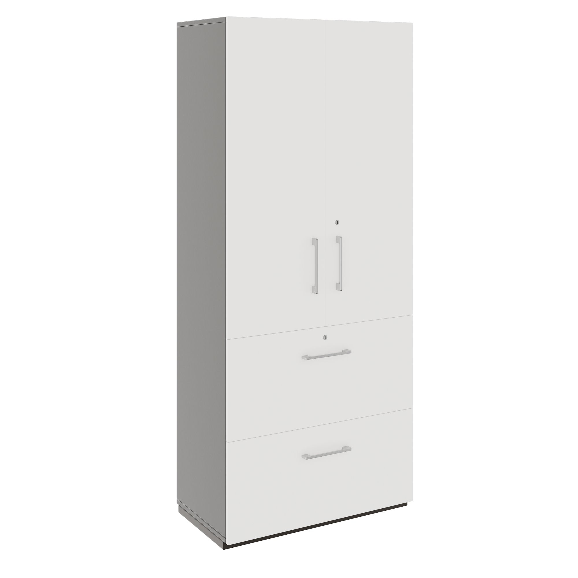 PRO Topping register cabinet | 5 Oh, 800 x 1880 mm, glued corpus, with door, graphite / white