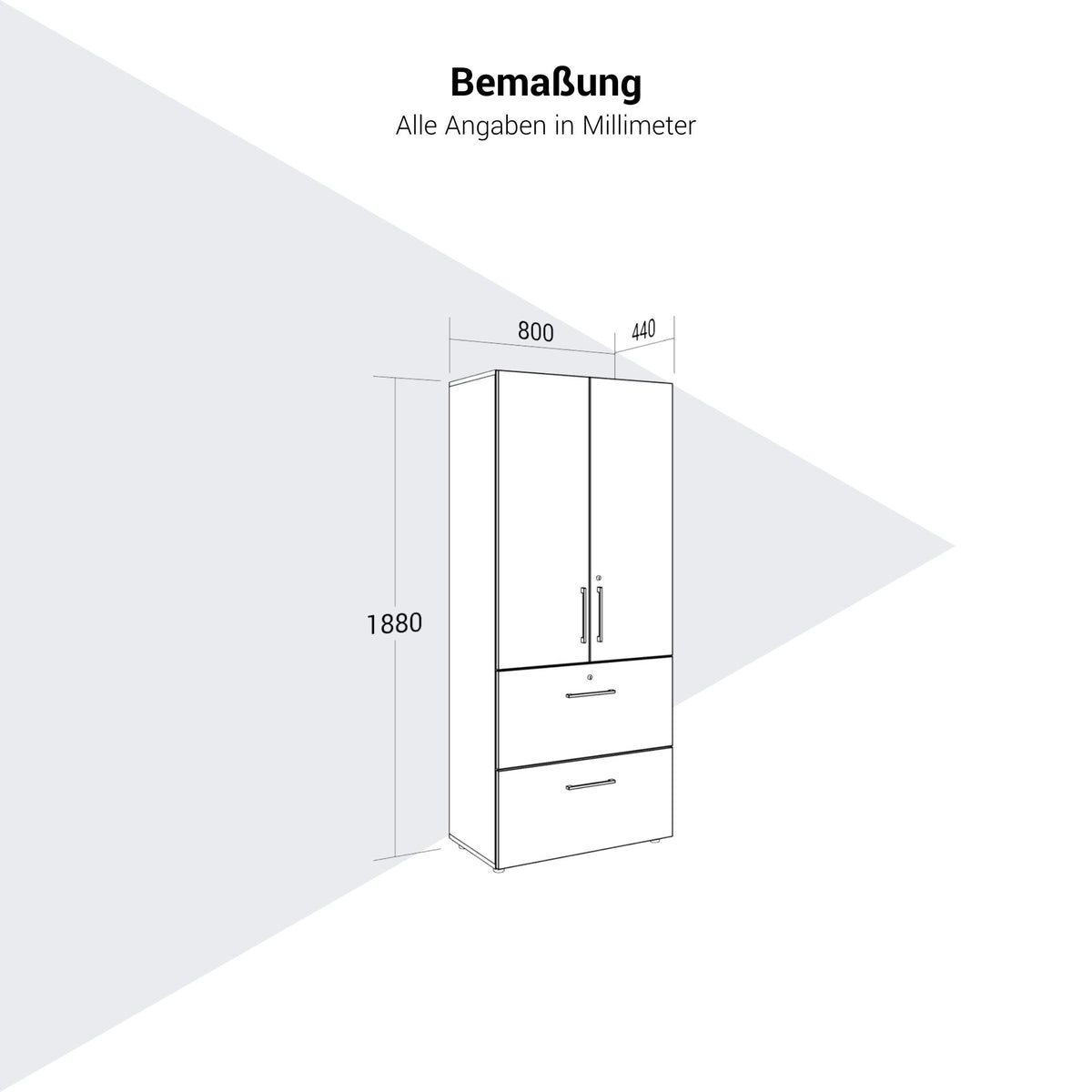 PRO Hanging filing cabinet | 5 OH, 800 x 1880 mm, glued carcass, with door, Grey  - 12 Lightbox Main Image