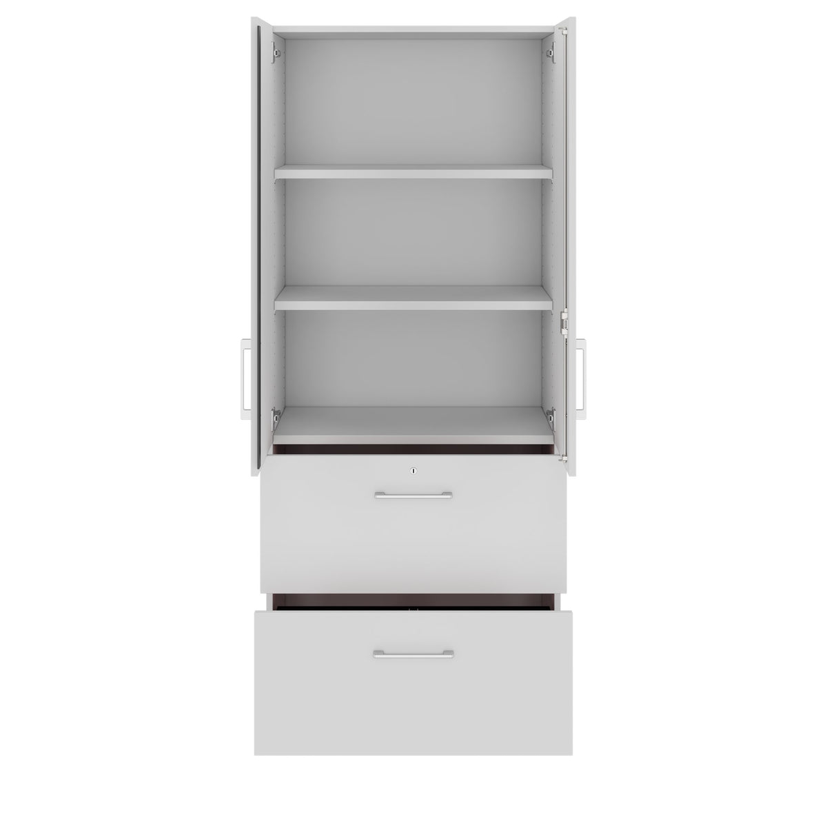 PRO Hanging filing cabinet | 5 OH, 800 x 1880 mm, glued carcass, with door, Grey  - 3 Lightbox Main Image