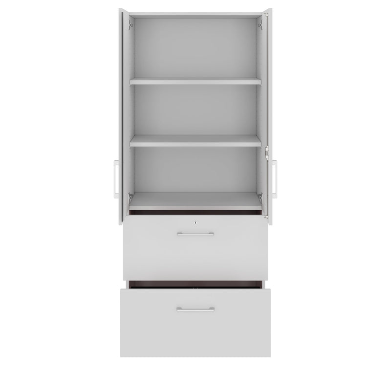 PRO Hanging filing cabinet | 5 OH, 800 x 1880 mm, glued carcass, with door, Grey  - 3 Main Image