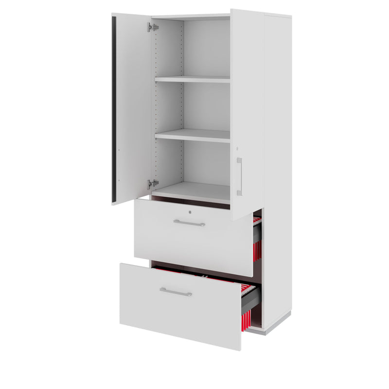 PRO Hanging filing cabinet | 5 OH, 800 x 1880 mm, glued carcass, with door, Grey  - 4 Main Image