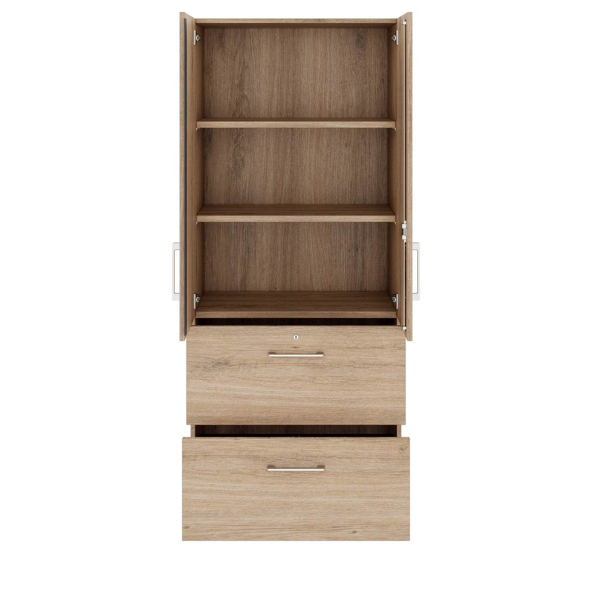 PRO Armoire à dossiers suspendus | 5 OH, 800 x 1880 mm, corps collé, avec porte, chêne nature  - 4 Lightbox Main Image
