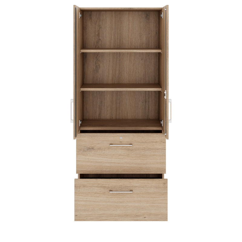PRO Armoire à dossiers suspendus | 5 OH, 800 x 1880 mm, corps collé, avec porte, chêne nature  - 4 Main Image