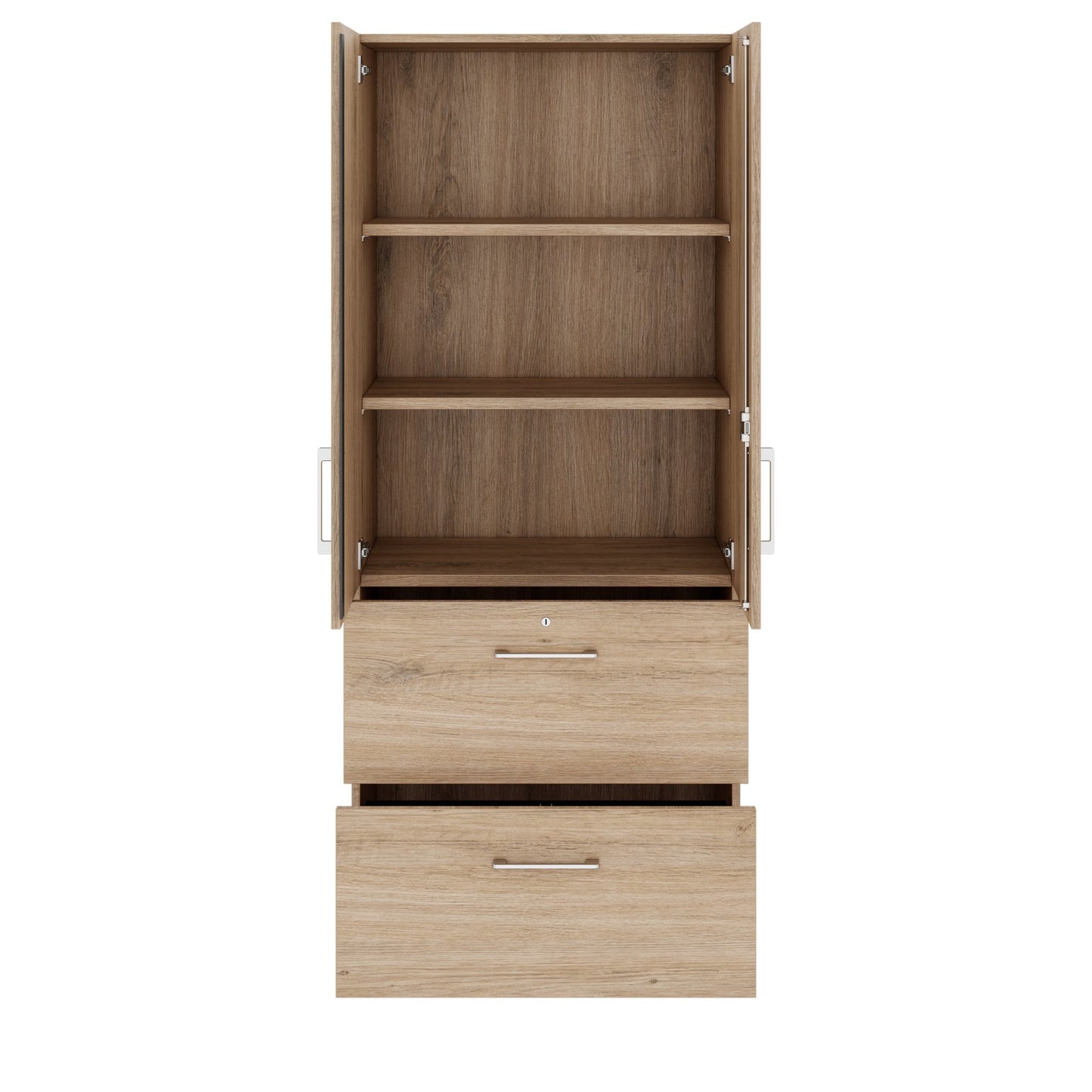 PRO Topping register cabinet | 5 Oh, 800 x 1880 mm, glued corpus, with door, natural oak