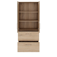 PRO Topping register cabinet | 5 Oh, 800 x 1880 mm, glued corpus, with door, natural oak