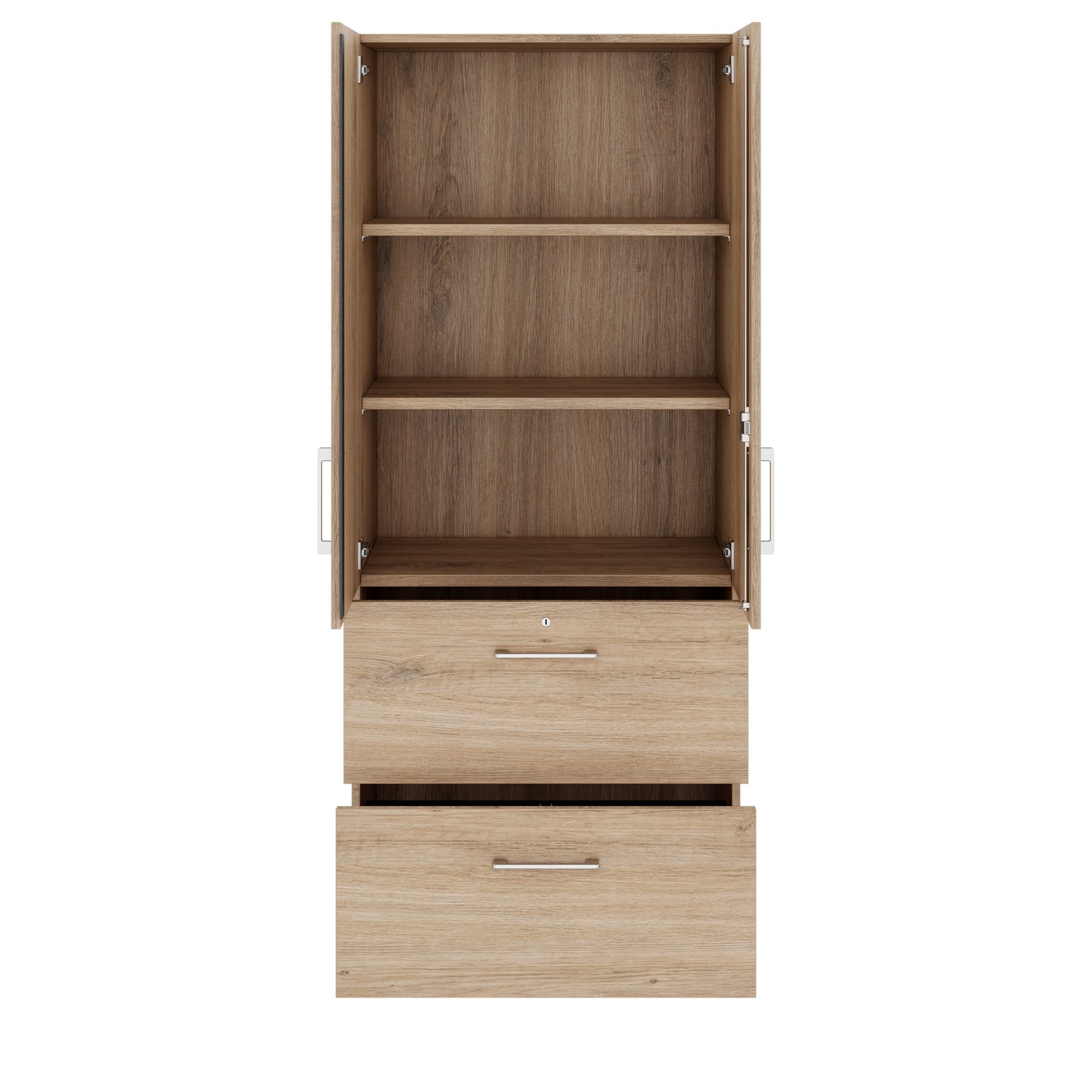 PRO Topping register cabinet | 5 Oh, 800 x 1880 mm, glued corpus, with door, natural oak