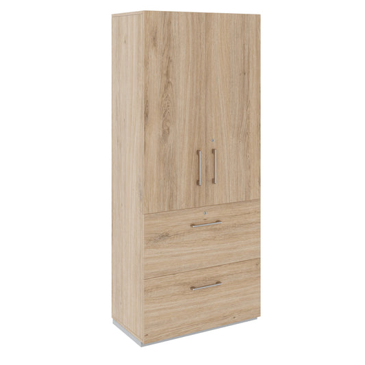 PRO Topping register cabinet | 5 Oh, 800 x 1880 mm, glued corpus, with door, natural oak