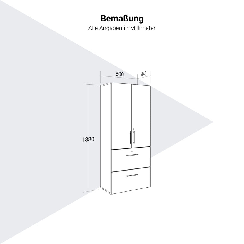 PRO Topping register cabinet | 5 Oh, 800 x 1880 mm, glued corpus, with door, black