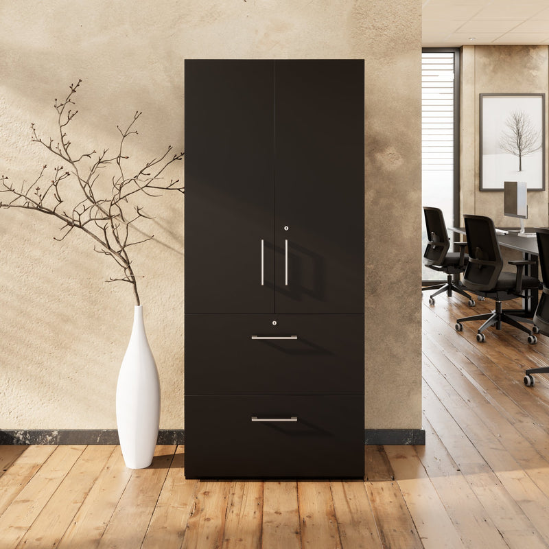 PRO Hängeregisterschrank | 5 OH, 800 x 1880 mm, verleimter Korpus, mit Tür, Schwarz - 13 Main Image