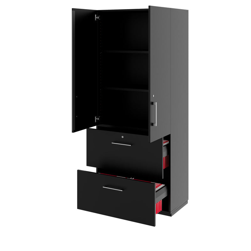 PRO Hängeregisterschrank | 5 OH, 800 x 1880 mm, verleimter Korpus, mit Tür, Schwarz - 4 Main Image