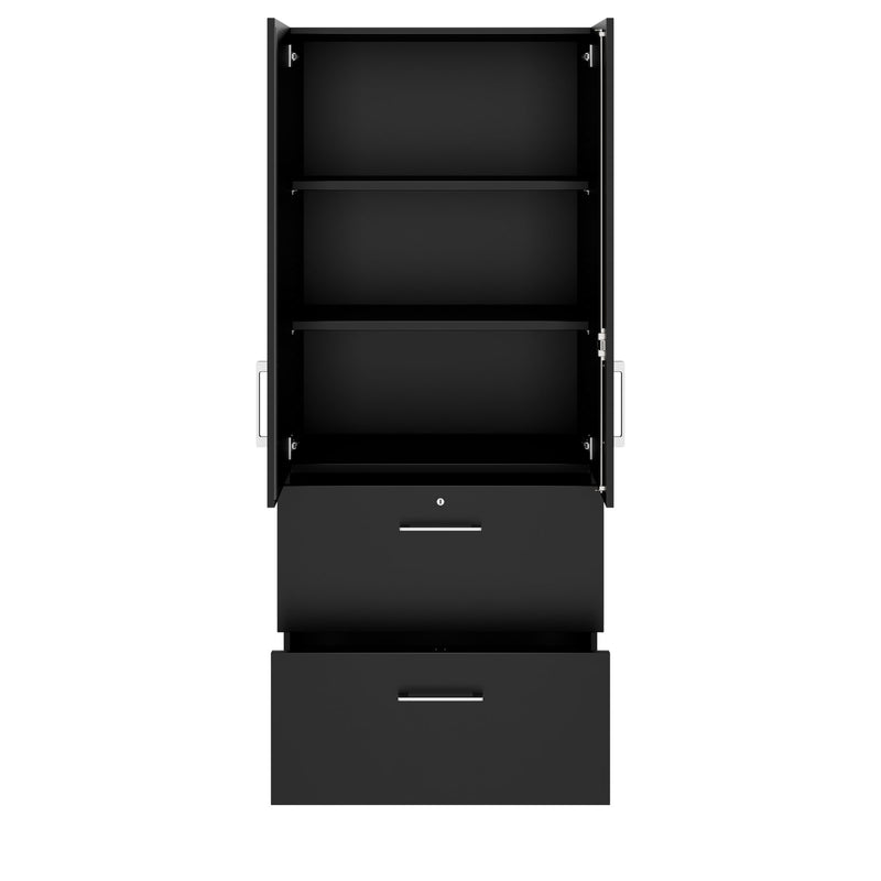 PRO Hängeregisterschrank | 5 OH, 800 x 1880 mm, verleimter Korpus, mit Tür, Schwarz - 3 Main Image