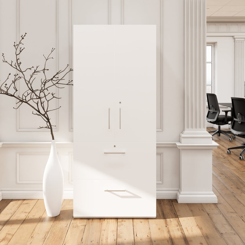 PRO Topping register cabinet | 5 Oh, 800 x 1880 mm, glued corpus, with door, white