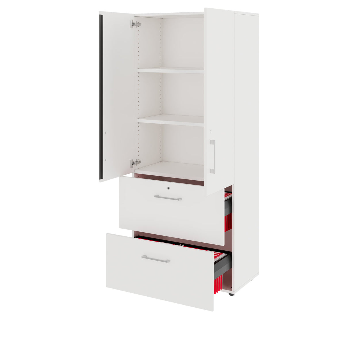 PRO Armoire de registre de garniture | 5 oh, 800 x 1880 mm, corpus collé, avec porte, blanc - 4 Lightbox Main Image