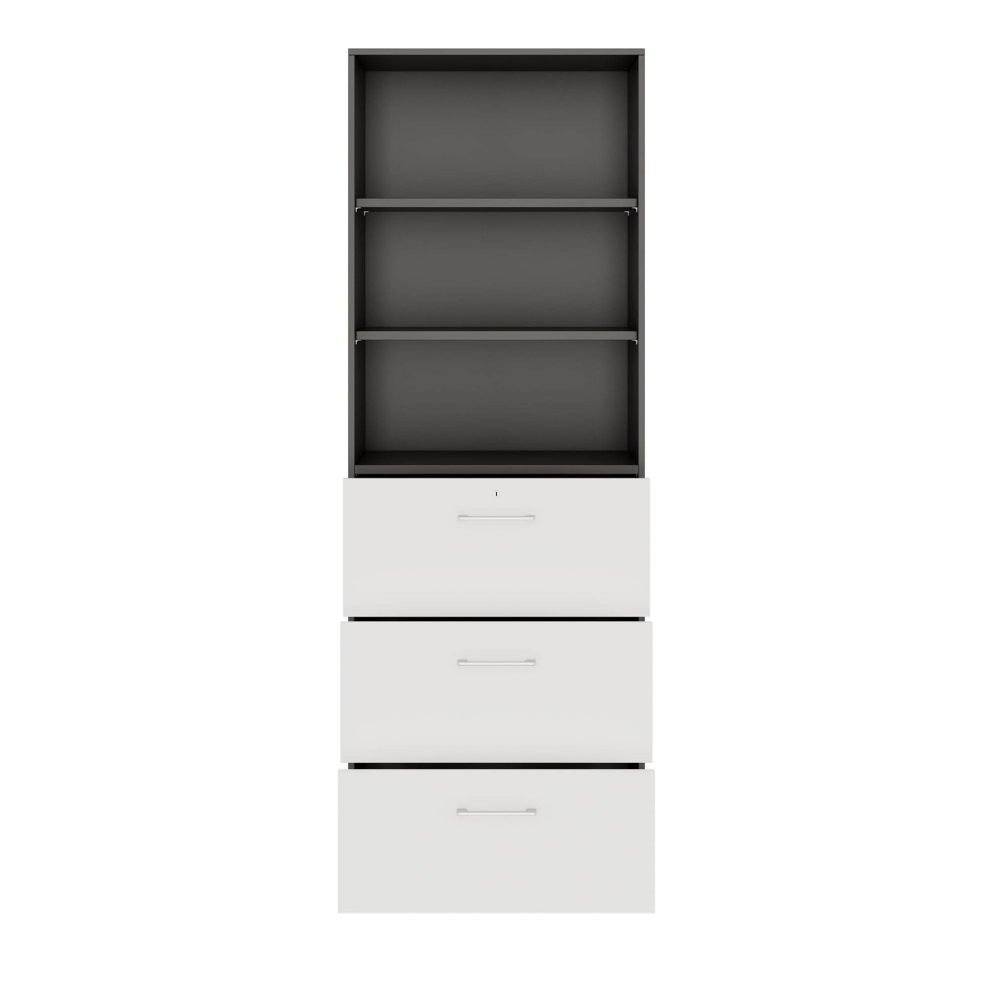 PRO Hängeregisterschrank | 6 OH, 800 x 2250 mm, verleimter Korpus, mit Regal, Graphit / Weiß