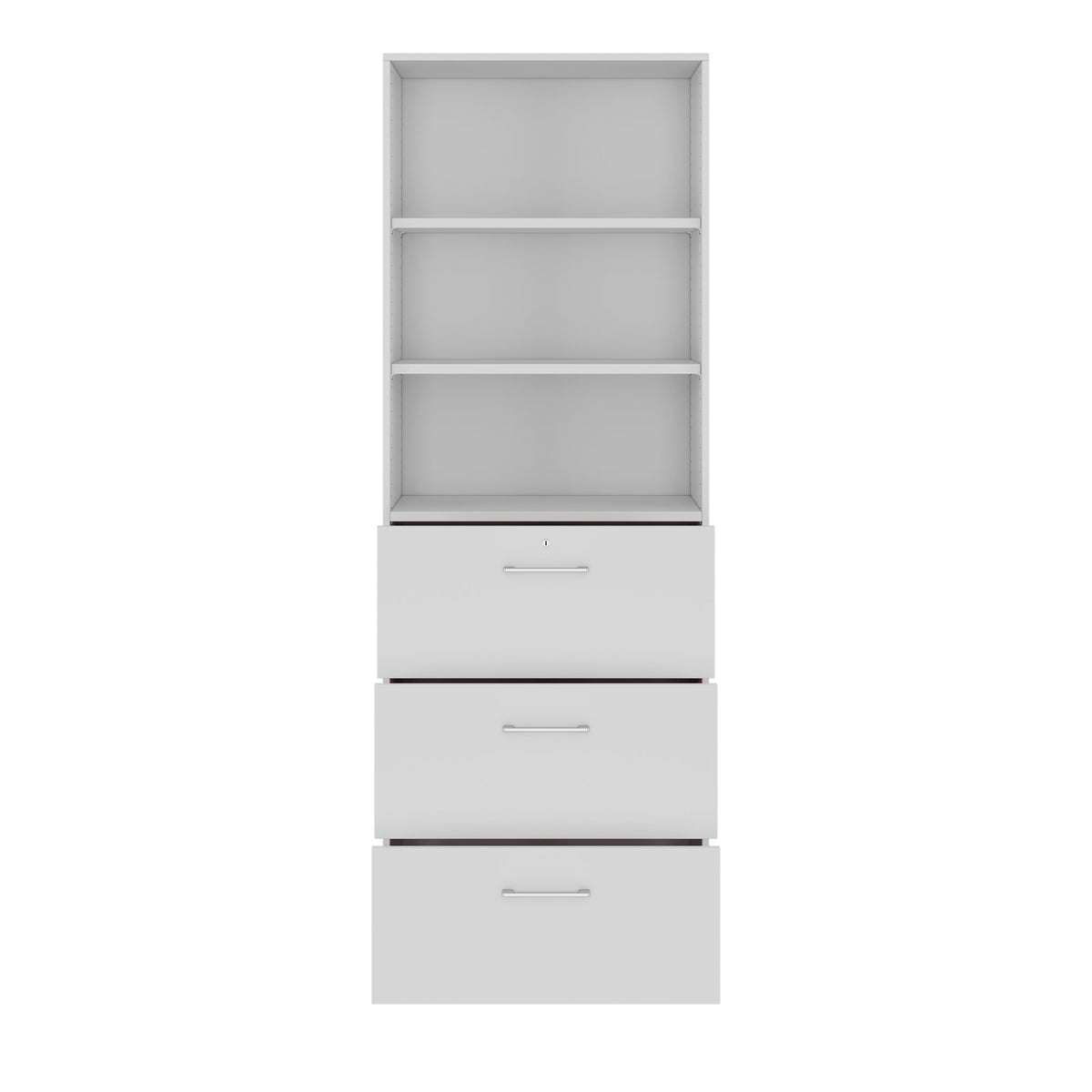 PRO Hanging filing cabinet | 6 OH, 800 x 2250 mm, glued carcass, with shelf, grey  - 3 Lightbox Main Image