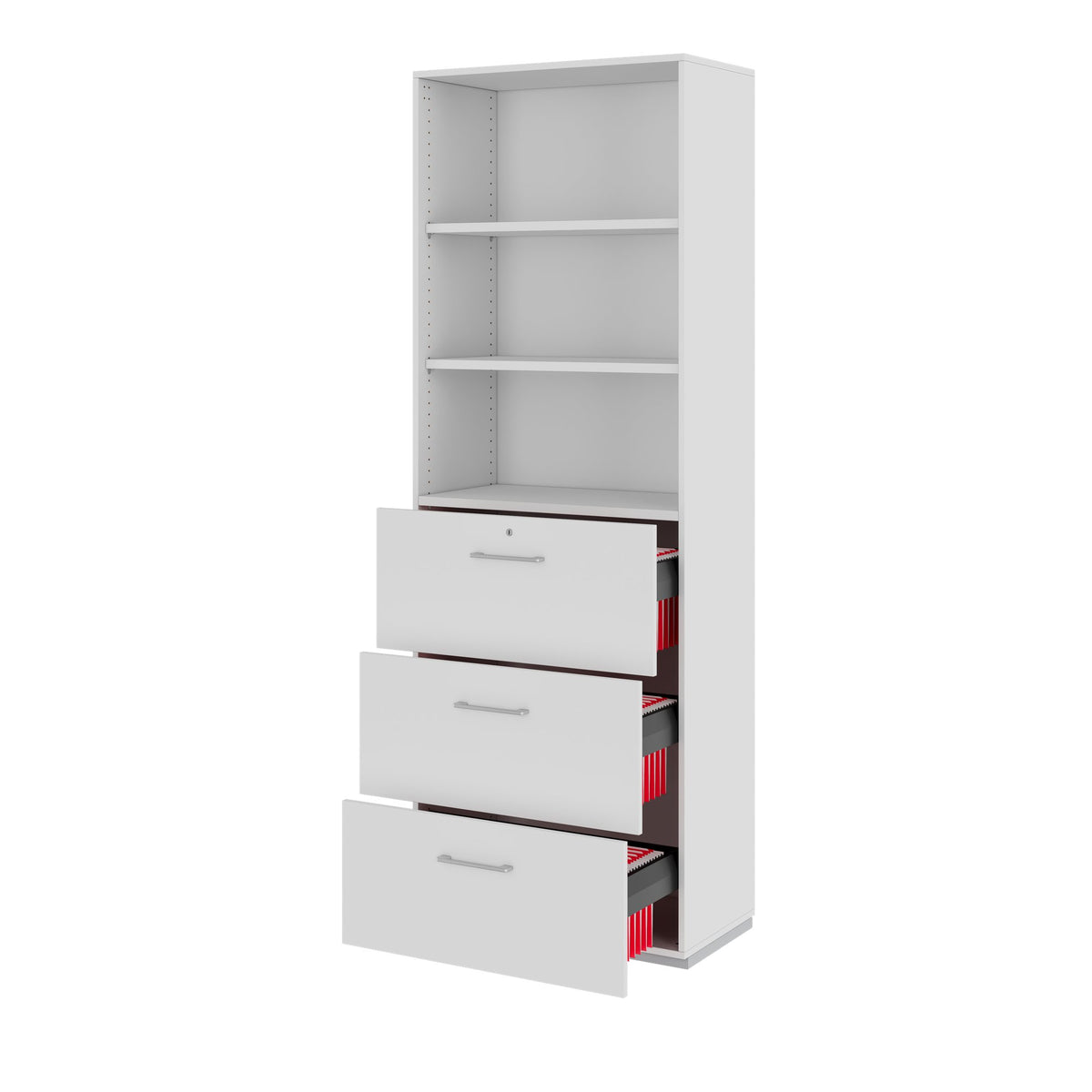 PRO Hanging filing cabinet | 6 OH, 800 x 2250 mm, glued carcass, with shelf, grey  - 4 Lightbox Main Image