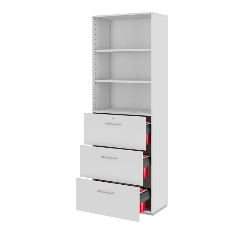 PRO Hanging filing cabinet | 6 OH, 800 x 2250 mm, glued carcass, with shelf, grey  - 4 Main Image