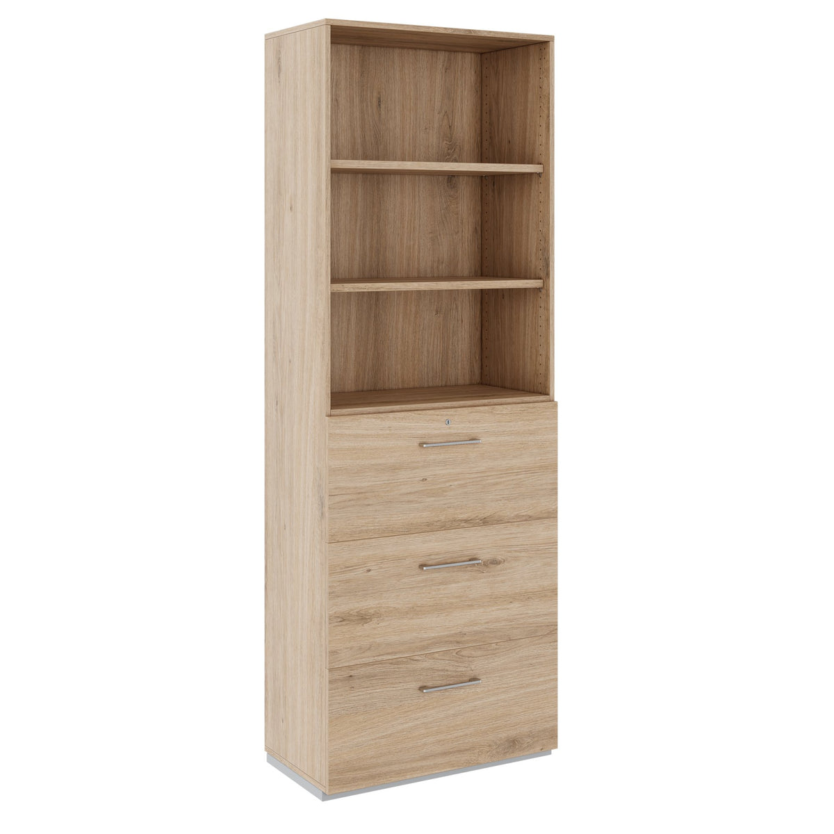 PRO Filing cabinet for hanging files | 6 OH, 800 x 2250 mm, glued carcass, with shelf, natural oak  - 1 Lightbox Main Image