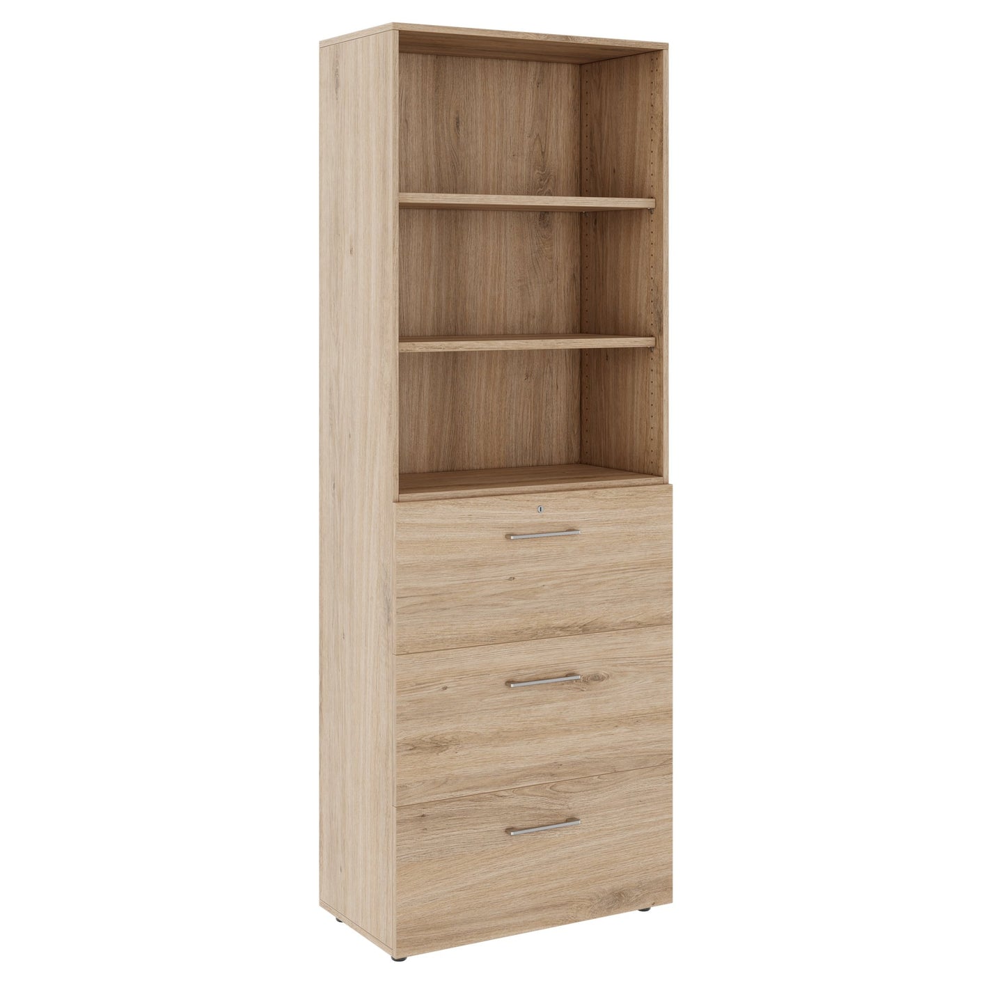 PRO Hängeregisterschrank | 6 OH, 800 x 2250 mm, verleimter Korpus, mit Regal, Natureiche