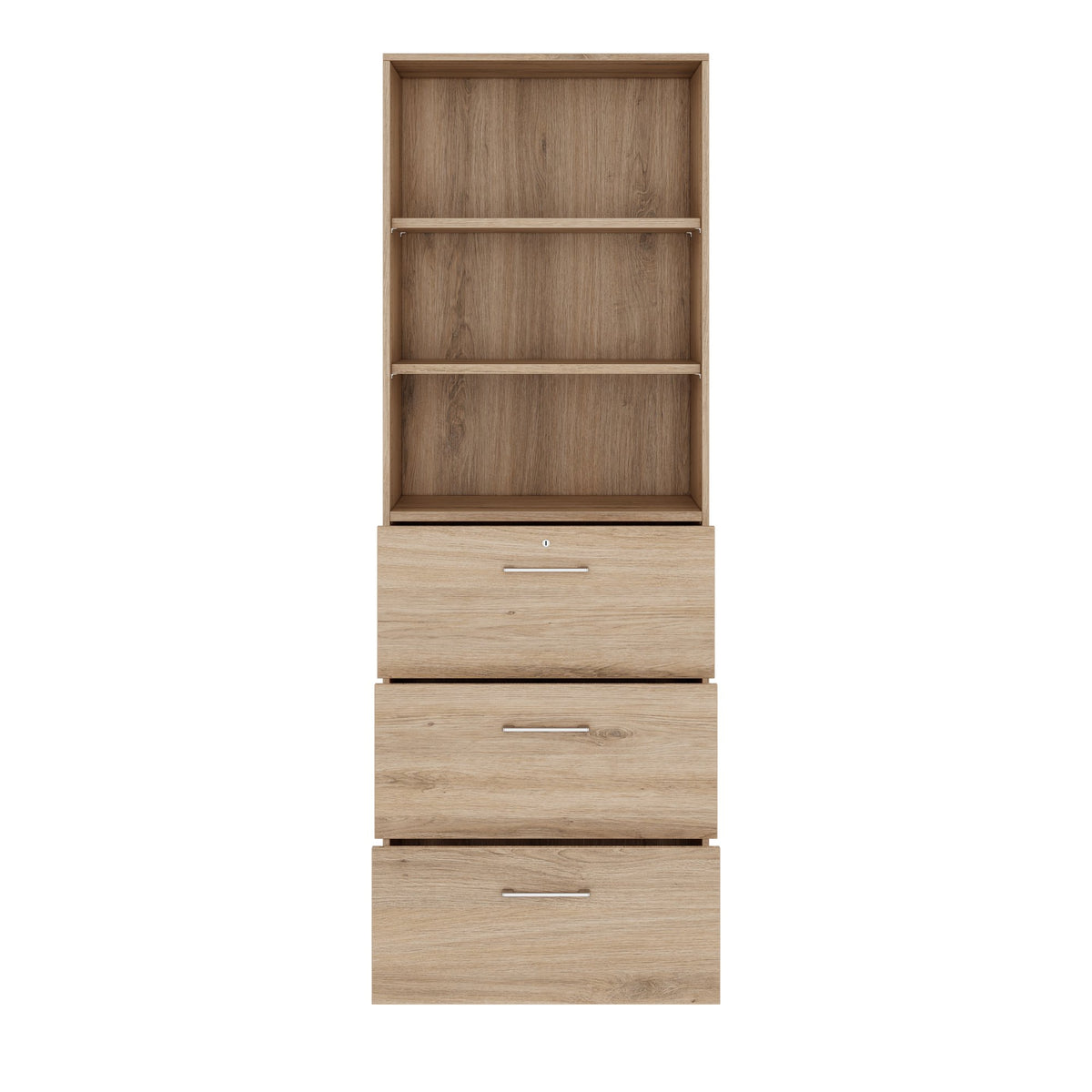 PRO Filing cabinet for hanging files | 6 OH, 800 x 2250 mm, glued carcass, with shelf, natural oak  - 3 Lightbox Main Image