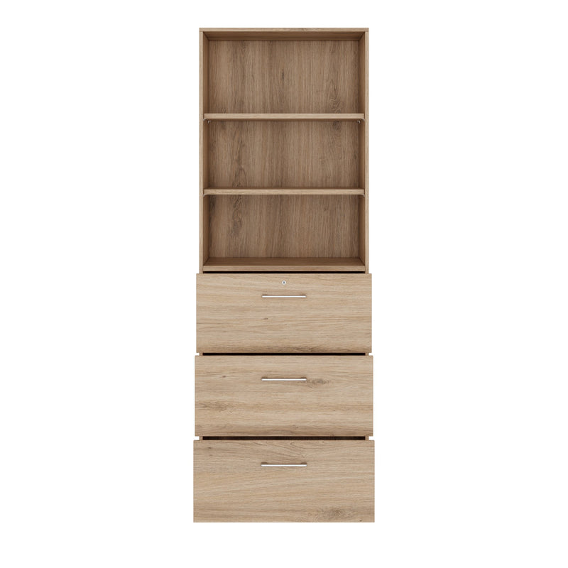 PRO Filing cabinet for hanging files | 6 OH, 800 x 2250 mm, glued carcass, with shelf, natural oak  - 3 Main Image