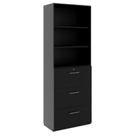 PRO Hängeregisterschrank | 6 OH, 800 x 2250 mm, verleimter Korpus, mit Regal, Schwarz