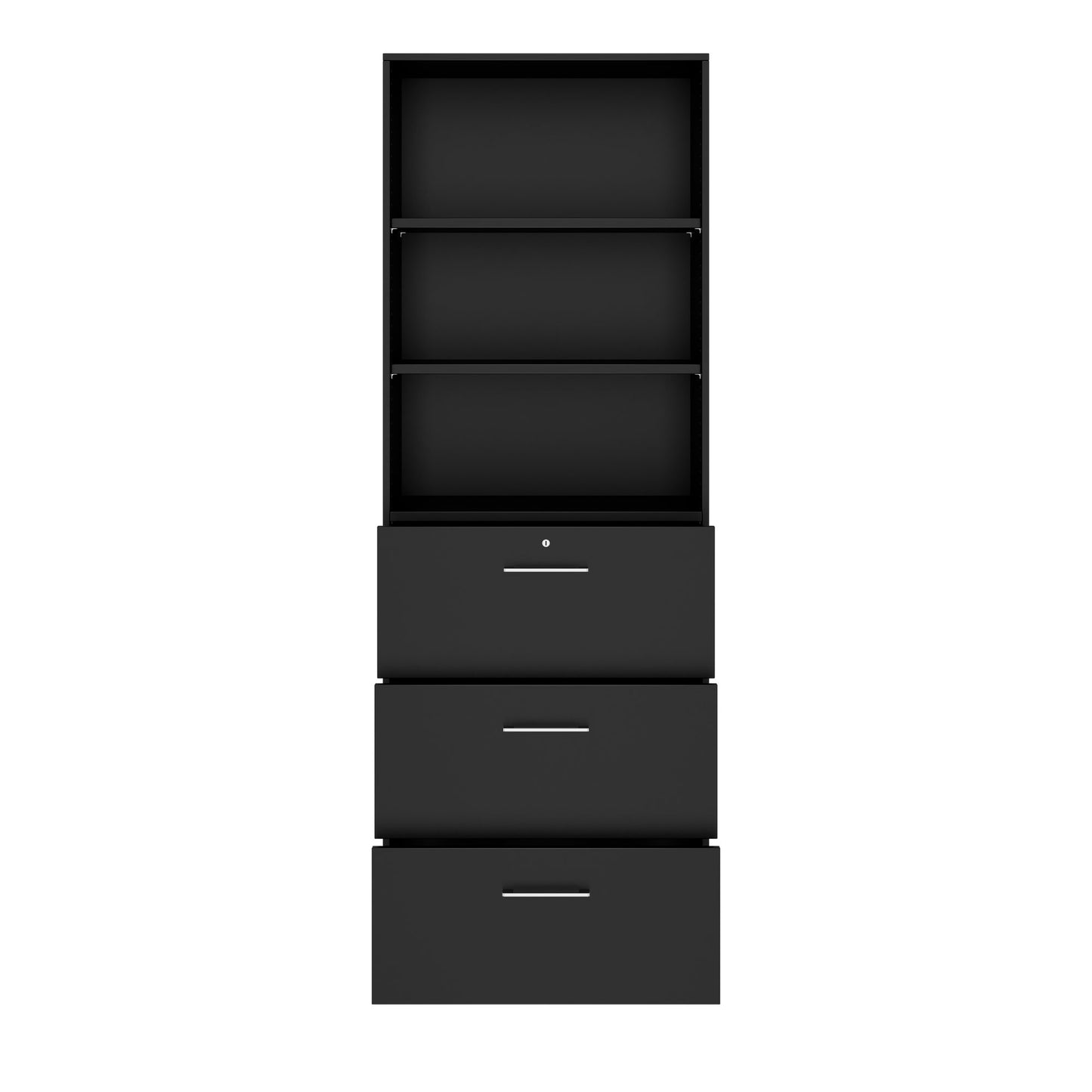 PRO Hängeregisterschrank | 6 OH, 800 x 2250 mm, verleimter Korpus, mit Regal, Schwarz