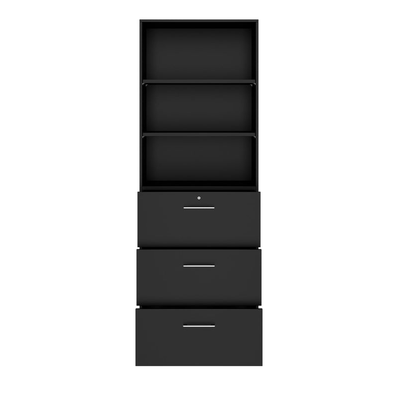 PRO Filing cabinet for suspension files | 6 OH, 800 x 2250 mm, glued carcass, with shelf, black  - 3 Main Image