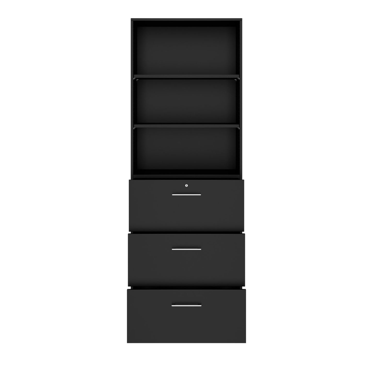 PRO Hängeregisterschrank | 6 OH, 800 x 2250 mm, verleimter Korpus, mit Regal, Schwarz