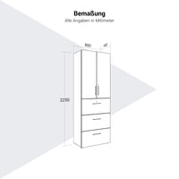 PRO Hängeregisterschrank | 6 OH, 800 x 2250 mm, verleimter Korpus, mit Tür, Graphit / Weiß