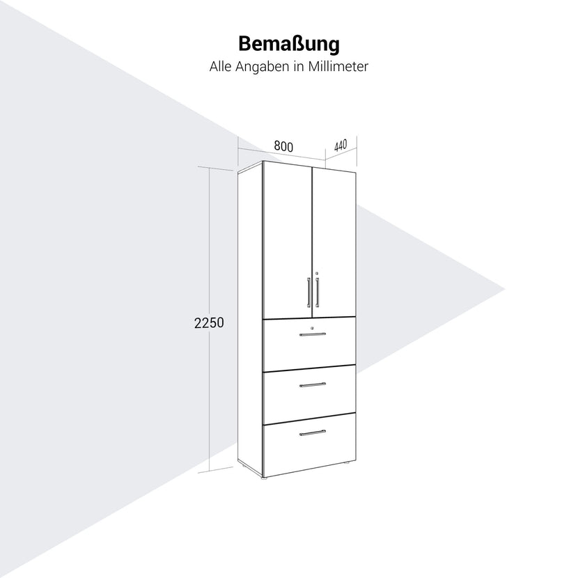 PRO Topping register cabinet | 6 Oh, 800 x 2250 mm, glued corpus, with door, graphite / white