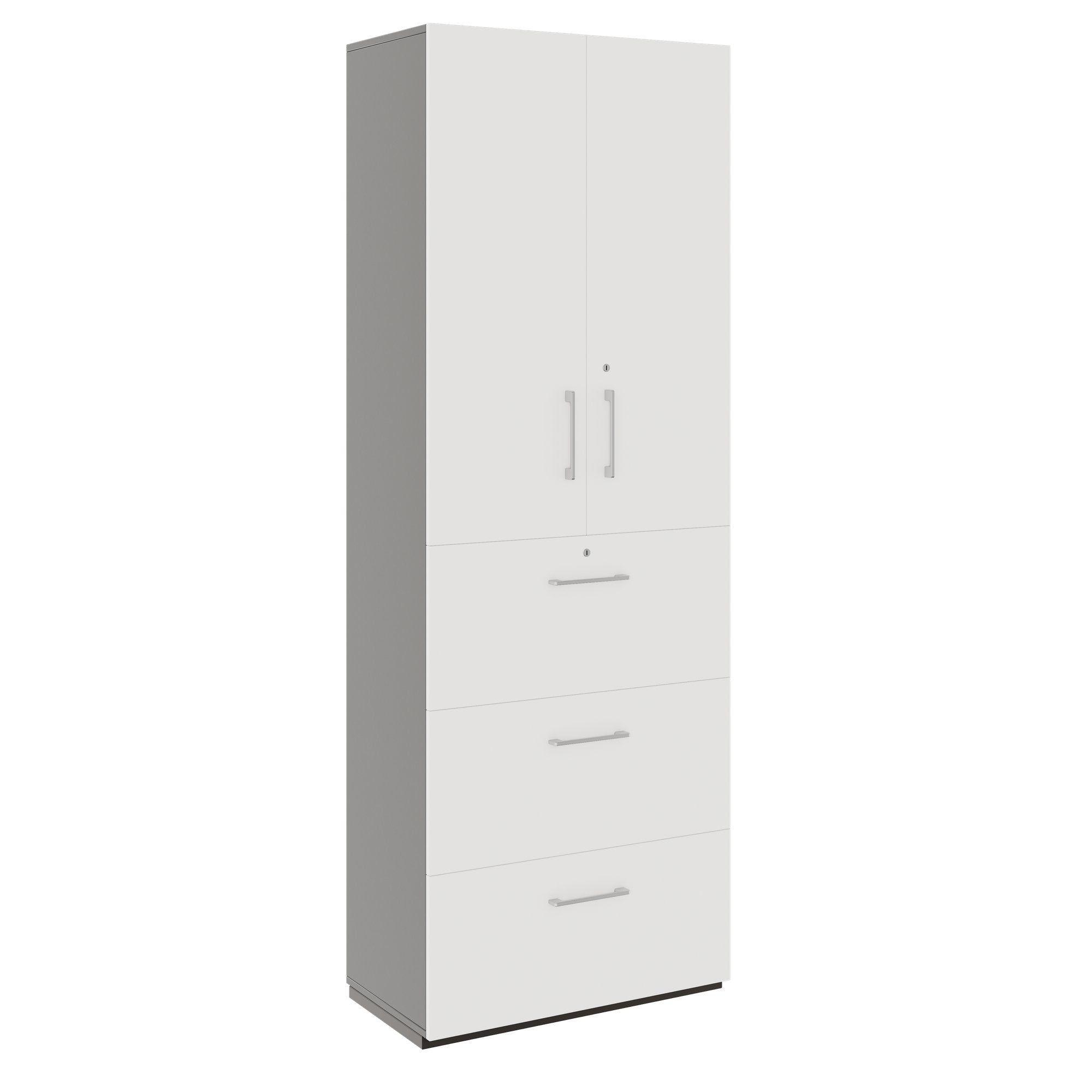 PRO Topping register cabinet | 6 Oh, 800 x 2250 mm, glued corpus, with door, graphite / white
