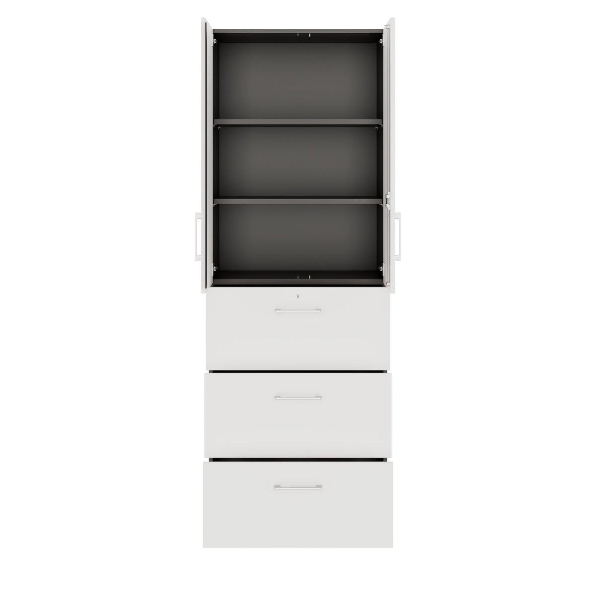 PRO Armoire à dossiers suspendus | 6 OH, 800 x 2250 mm, corps collé, avec porte, graphite / blanc  - 3 Lightbox Main Image