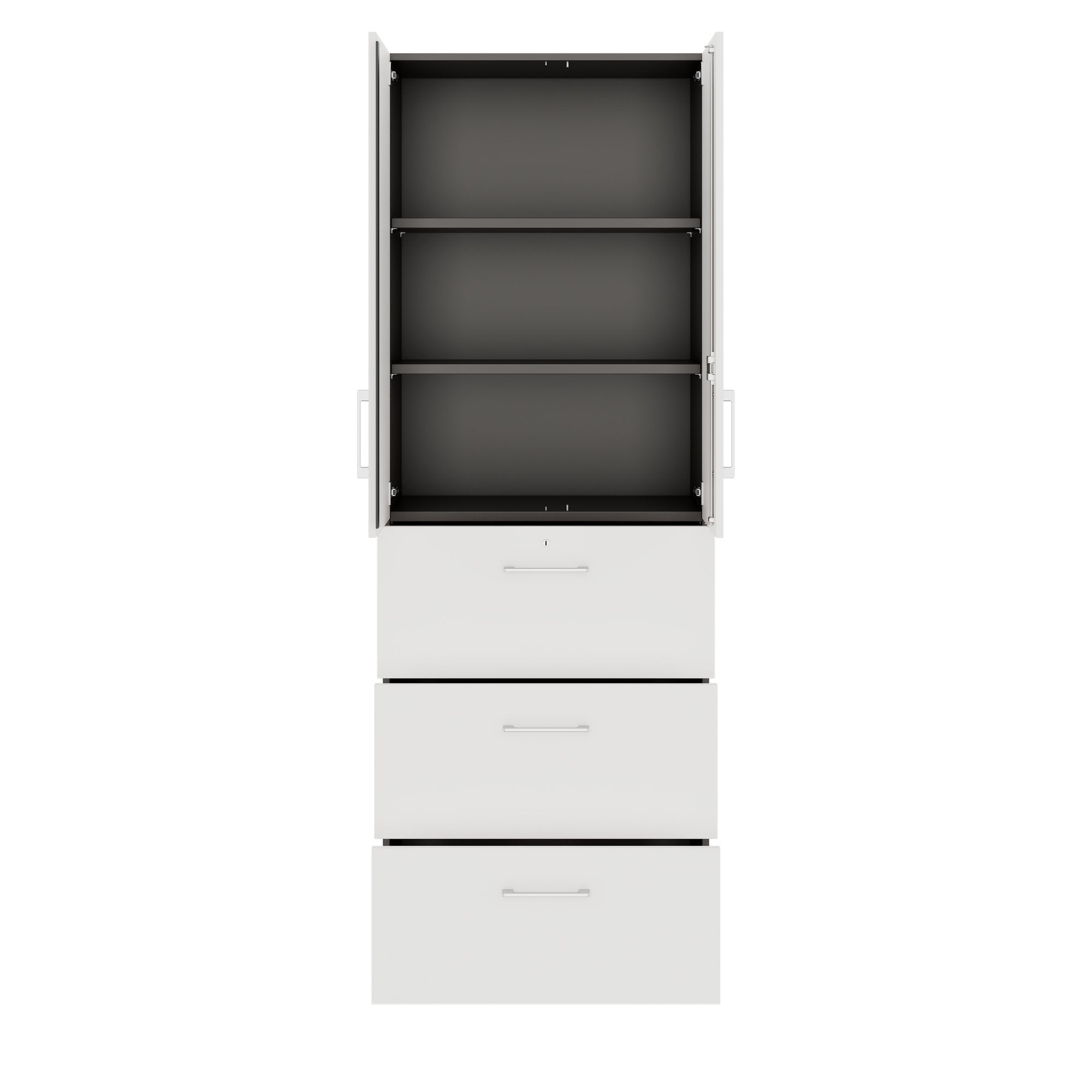 PRO Topping register cabinet | 6 Oh, 800 x 2250 mm, glued corpus, with door, graphite / white